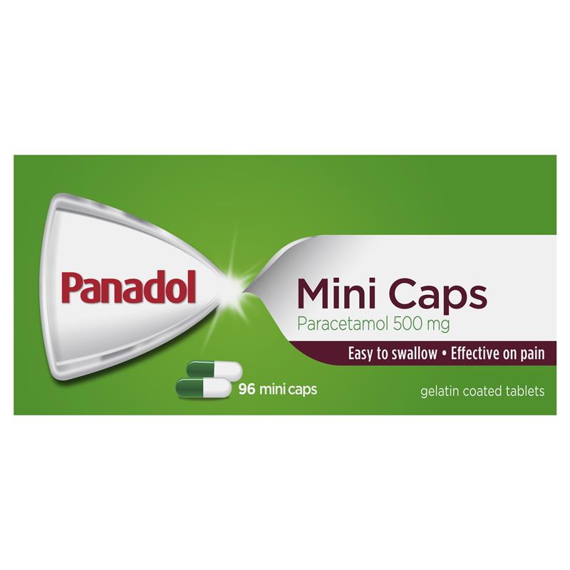 Panadol Mini Caps Paracetamol 500mg For Pain Relief 96 Caplets