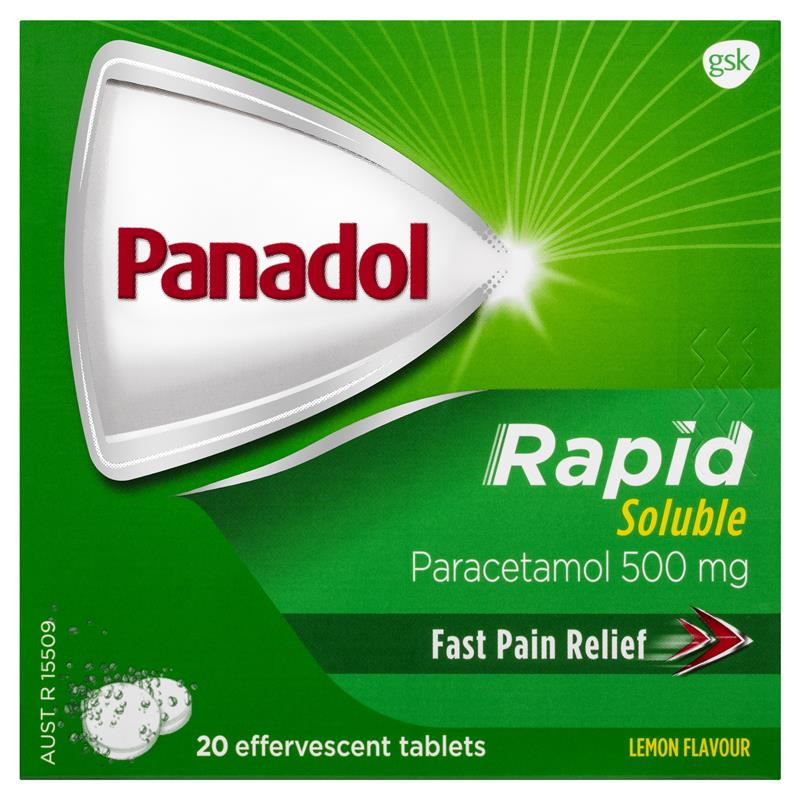 Panadol Rapid Soluble Effervescent Paracetamol 500mg 20 Tablets
