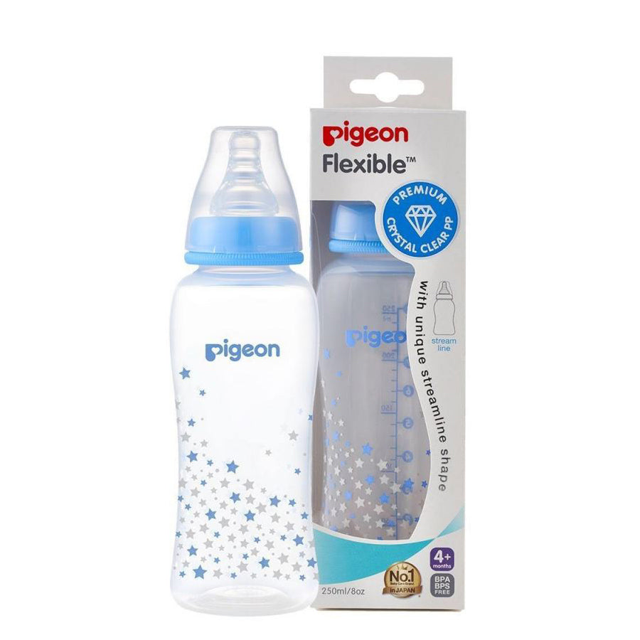 Pigeon Peristaltic Slim Neck Bottle Blue Stars Design 250ml