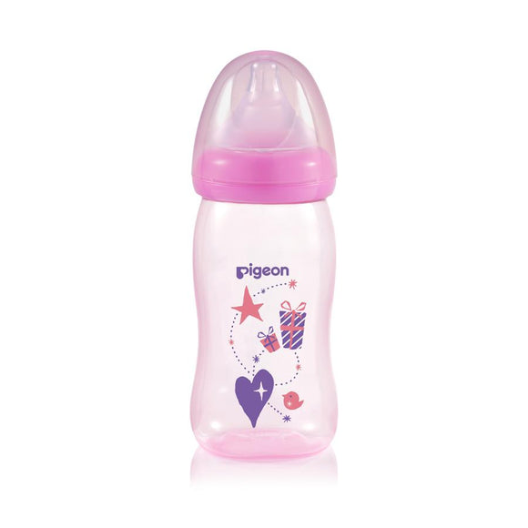 Pigeon Softouch Peristaltic Plus Wide Neck Pink Bottle 240ml