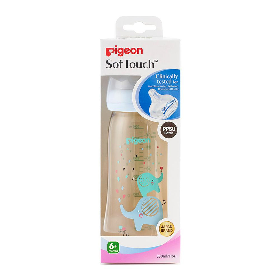Pigeon Softouch Peristaltic Plus Wide Neck Bottle Elephant 330ml