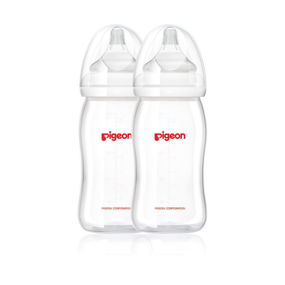 Pigeon Softouch Peristaltic Plus Wide Neck Bottle Twin Pack 240ml