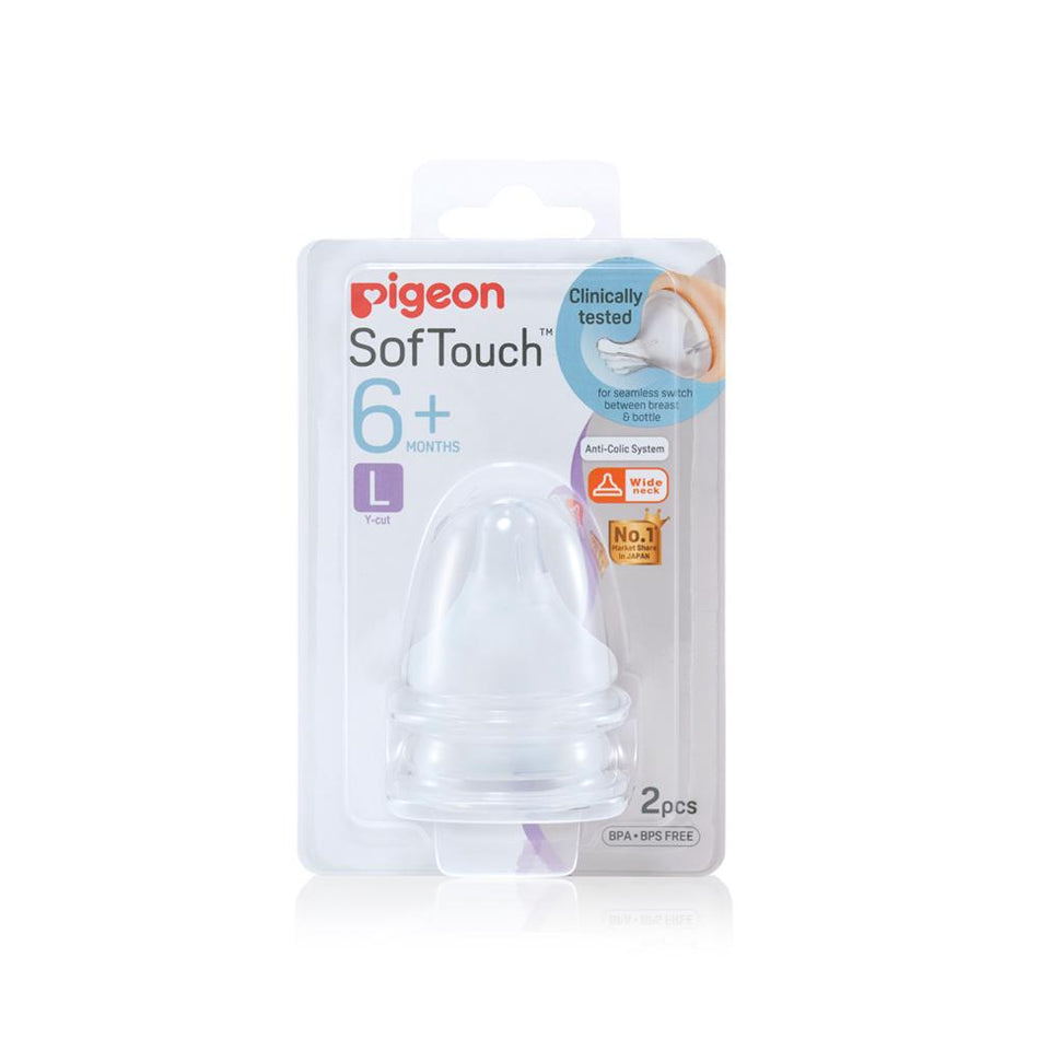 Pigeon Softouch 6months+Wide Neck Teat L 2 Pack