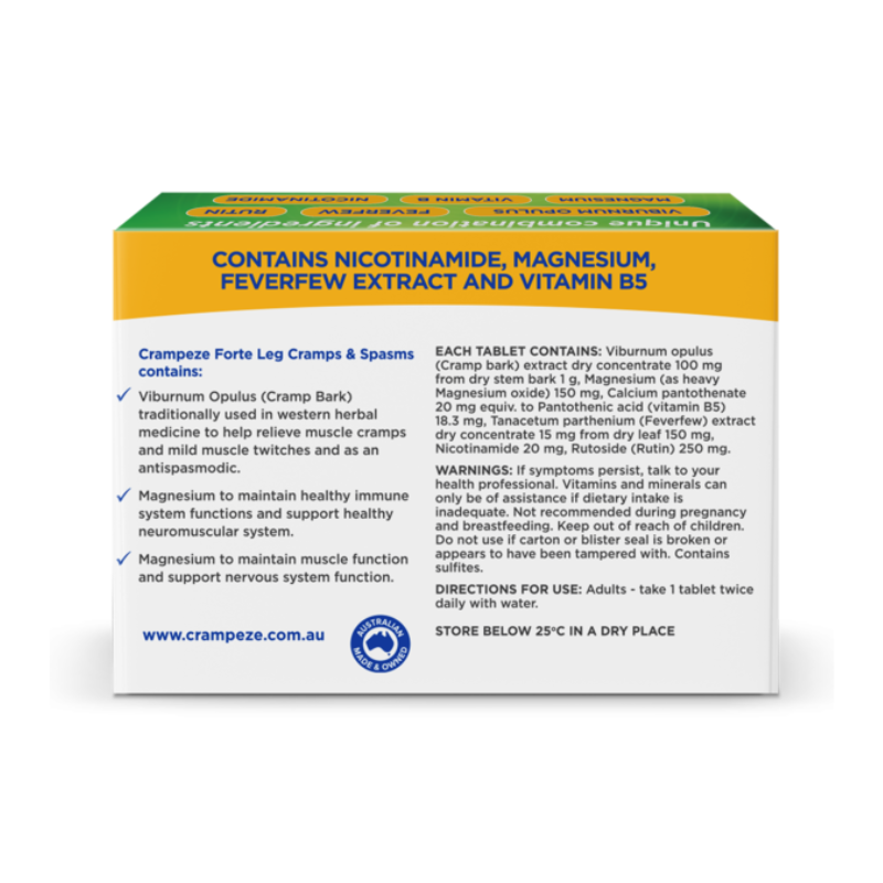 Crampeze Forte Night Cramps Muscle Spasm 30 Tablets – Scown's Pharmacy
