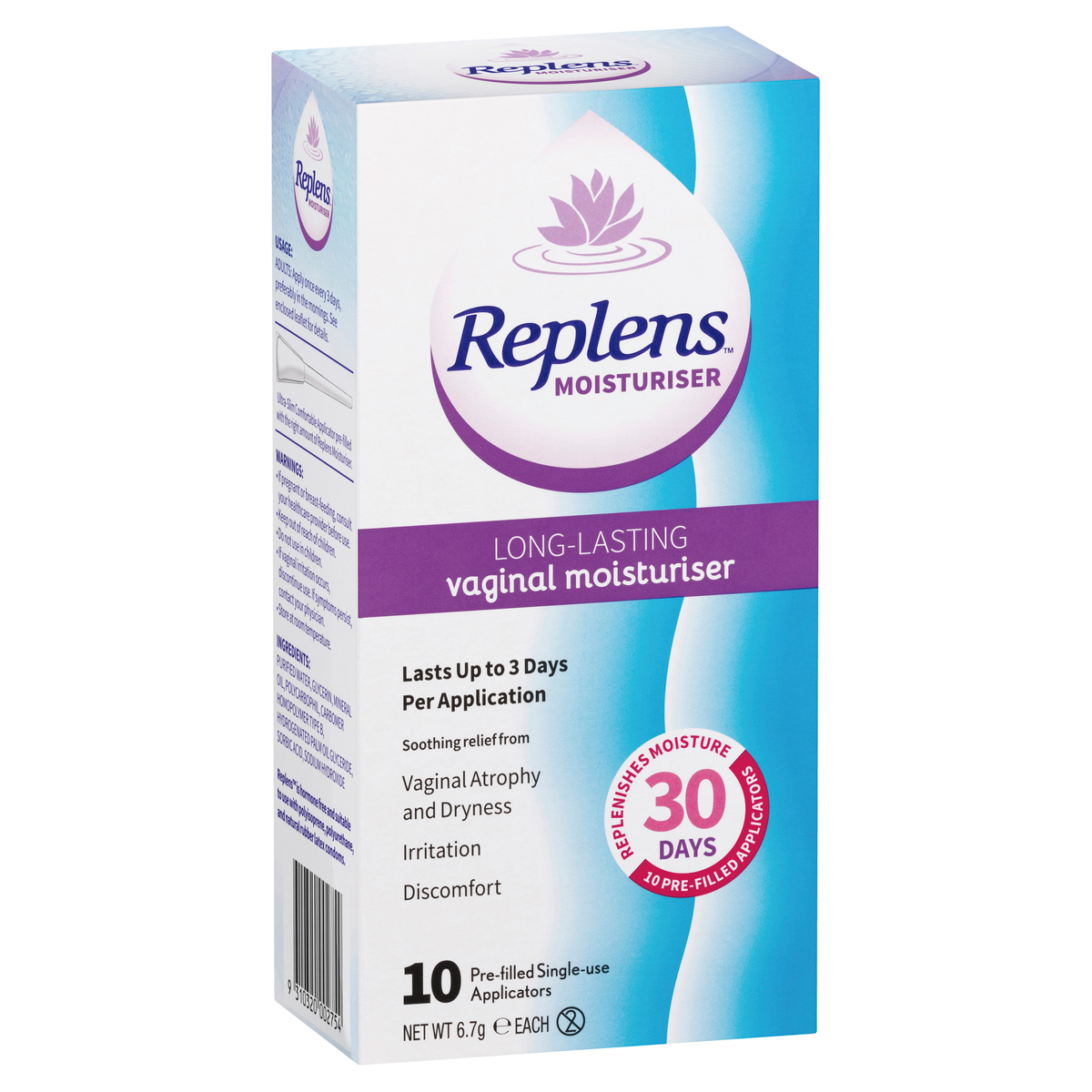 Replens Long Lasting Vaginal Moisturiser 10 Pack – Scown's Pharmacy