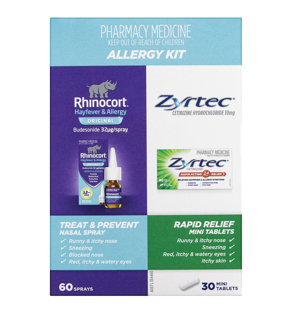 Rhinocort Nasal Spray + Zyrtec Rapid Relief Mini Tablets Allergy Kit
