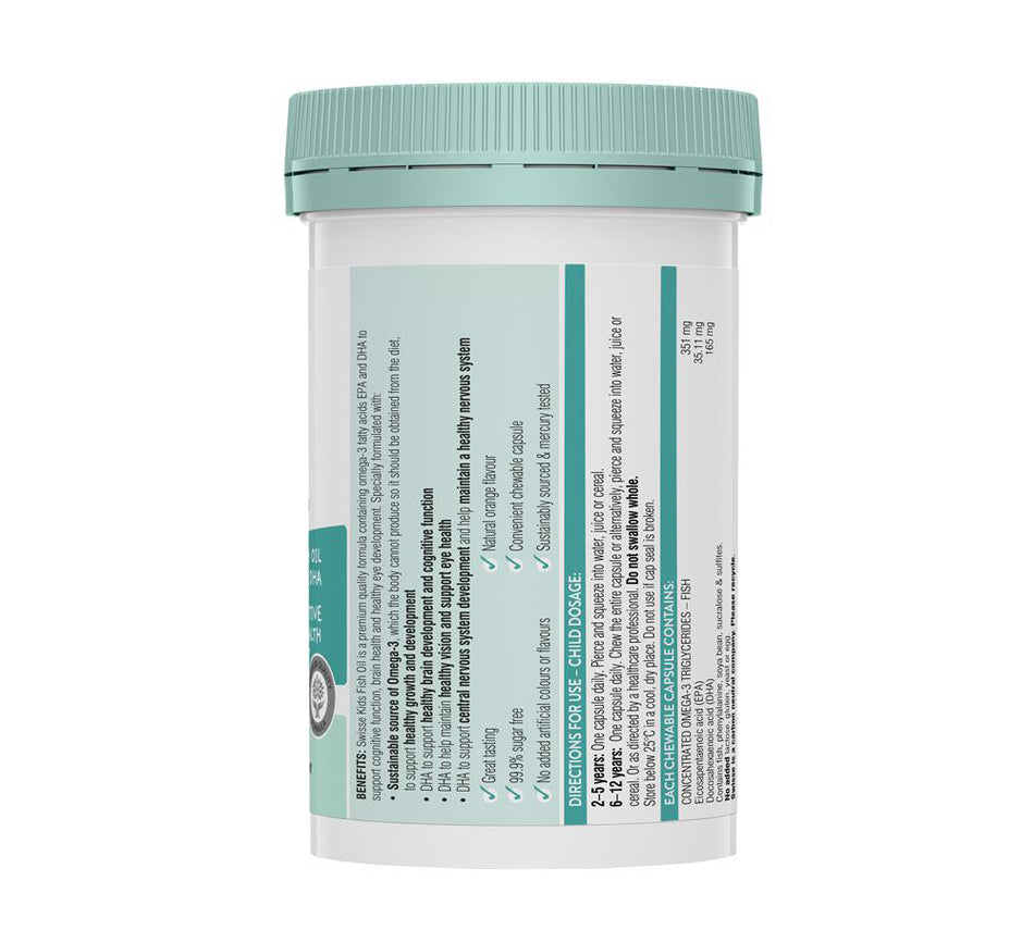 Swisse Kids Fish Oil 60 Chewable Capsules