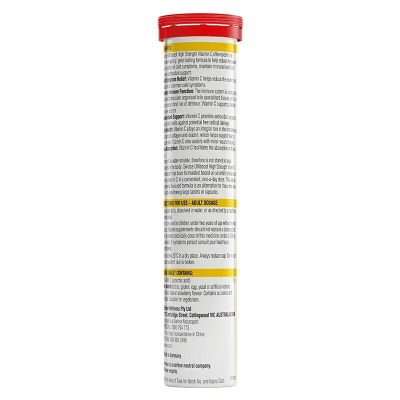 Swisse Ultiboost High Strength Vitamin C Effervescent 20 Tablets