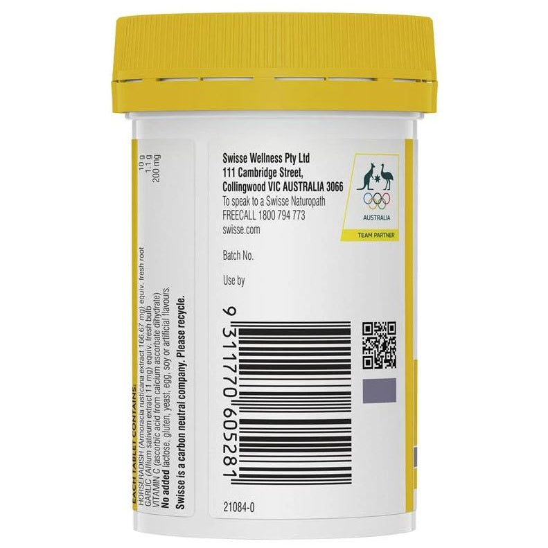 Swisse Ultiboost High Strength Horseradish + Garlic + Vitamin C 60 Tablets