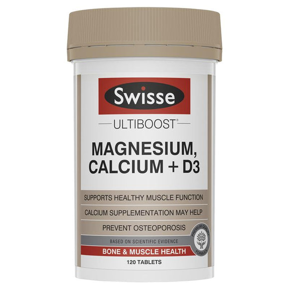 Swisse Ultiboost Magnesium, Calcium + Vitamin D3 120 Tablets