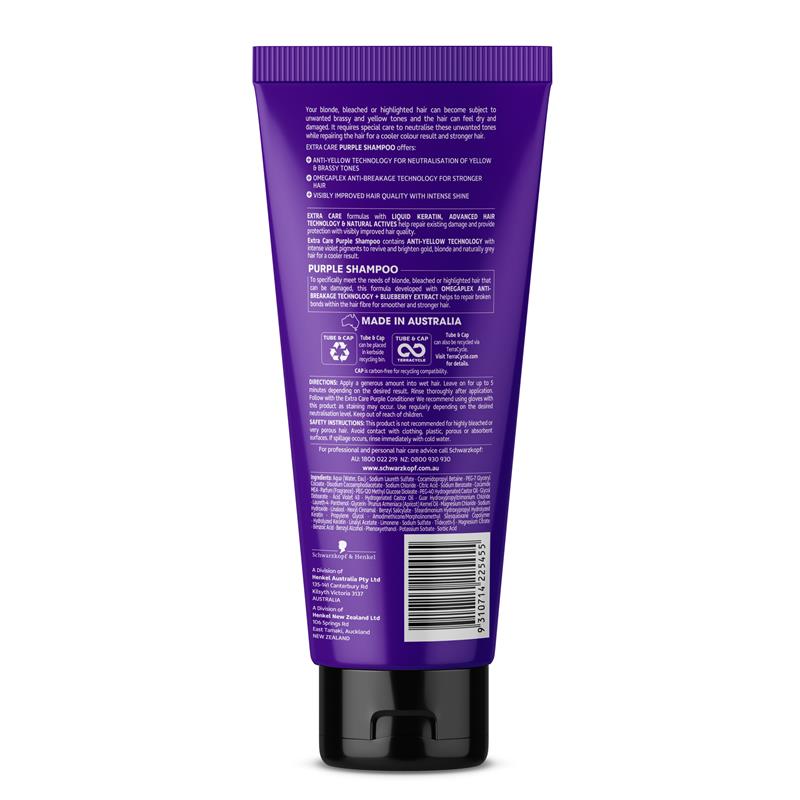 Schwarzkopf Extra Care Blonde Anti-Yellow Toning Purple Shampoo 250ml