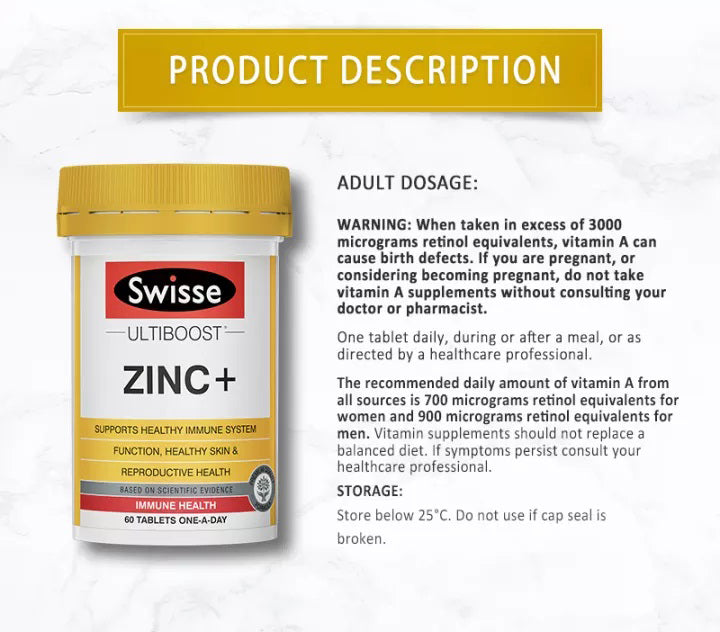 Swisse Ultiboost Zinc+ 60 Tablets