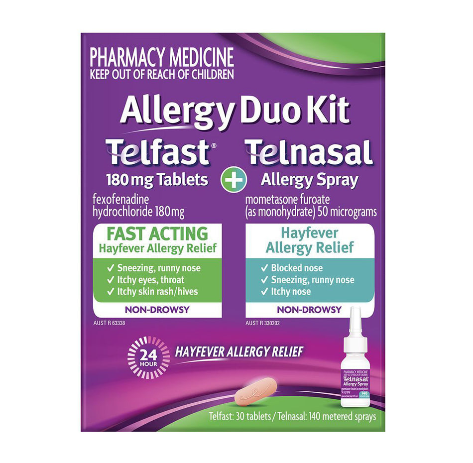 Telfast Allergy Duo Kit Telnasal Allergy Spray & 180mg 30 Tablets