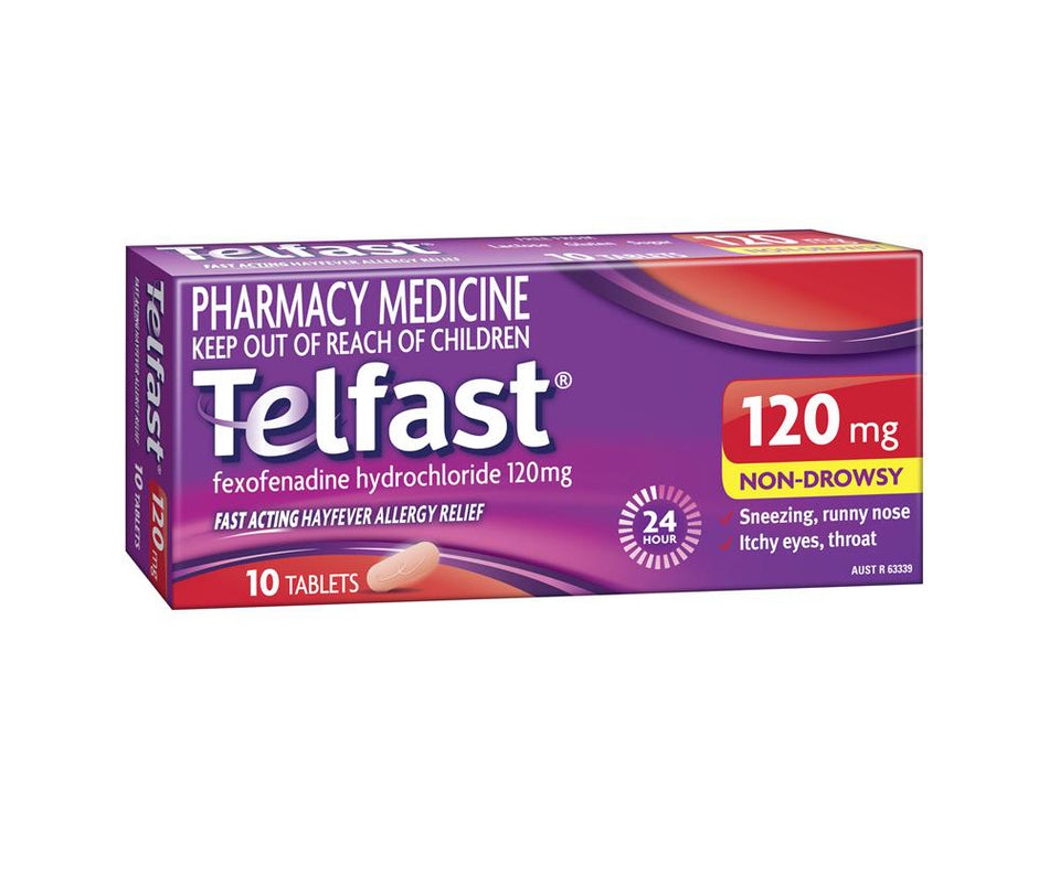 Telfast 120mg For Hayfever Relief 10 Tablets