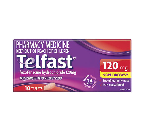 Telfast 120mg For Hayfever Relief 10 Tablets