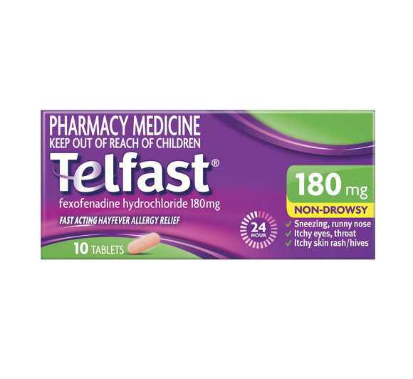 Telfast 180mg Hayfever Allergy Relief 10 Tablets
