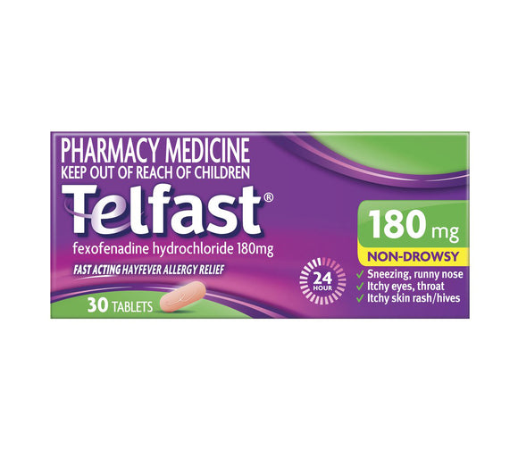 Telfast 180mg Hayfever Allergy Relief 30 Tablets