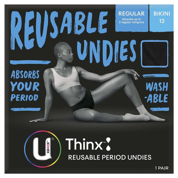 U By Kotex Thinx Reusable Period Undies Bikini Cut Regular Size 12