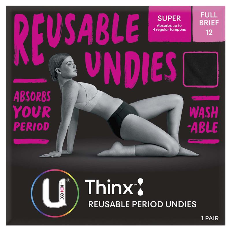 U By Kotex Thinx Reusable Period Brief Undies Super Size 12