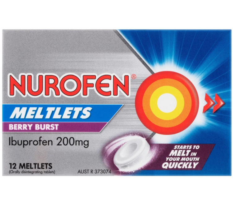 Nurofen Meltlets Pain Relief Berry Burst 200mg Ibuprofen 12 Meltlets