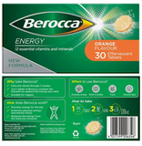 Berocca Energy Vitamin B and C - Orange Flavour 30 Effervescent Tablets