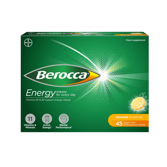 Berocca Energy Vitamin B and C - Orange Flavour 45 Effervescent Tablets