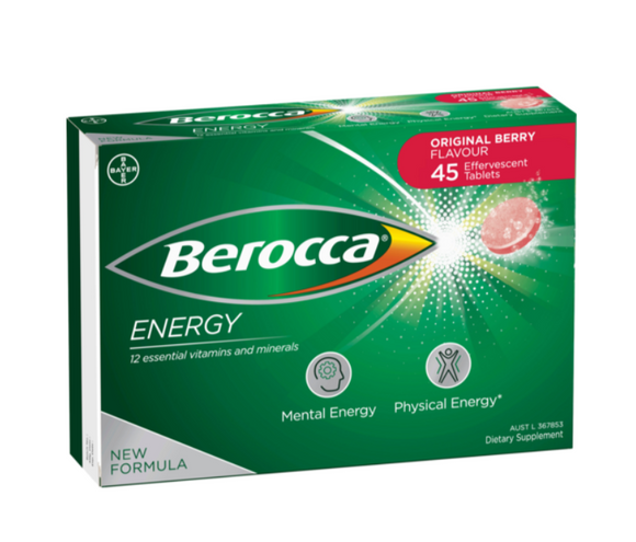 Berocca Energy Vitamin B & C - Original Berry Flavour - 45 Effervescent Tablet
