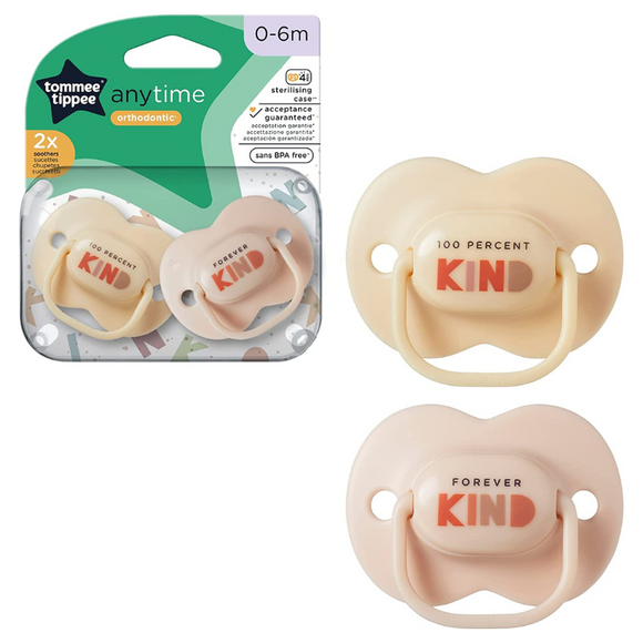 Tommee Tippee Anytime Orthodontic Soother 0 to 6 months 2 pack