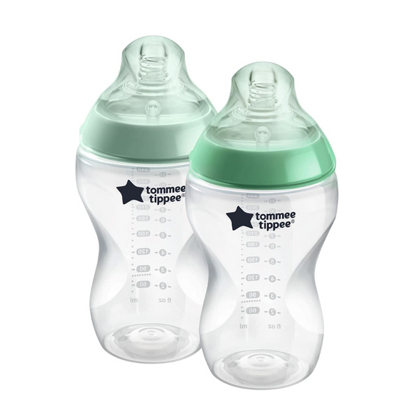 Tommee Tippee Closer to Nature Baby Bottles 340ml, Pack of 2, Clear, 3 Months+