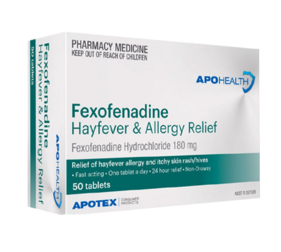 APOHEALTH Fexofenadine 180mg Antihistamine 50 Tablets