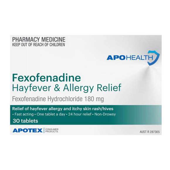 APOHEALTH Fexofenadine 180mg Antihistamine 30 Tablets