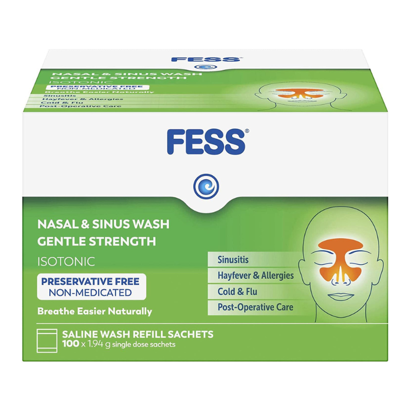 FESS Nasal & Sinus Wash Gentle Strength Refill Sachets 100 x 1.94 g