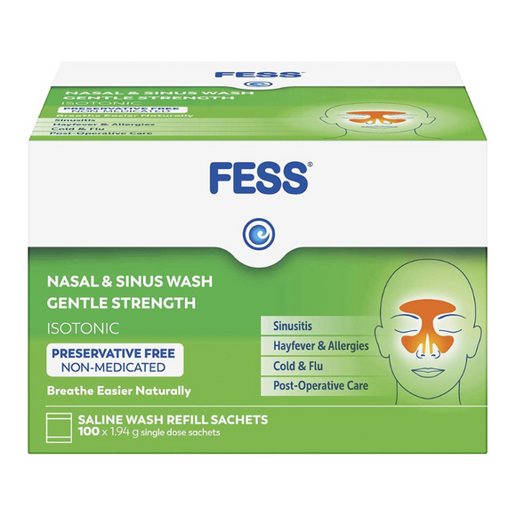 FESS Nasal & Sinus Wash Gentle Strength Refill Sachets 100 x 1.94 g