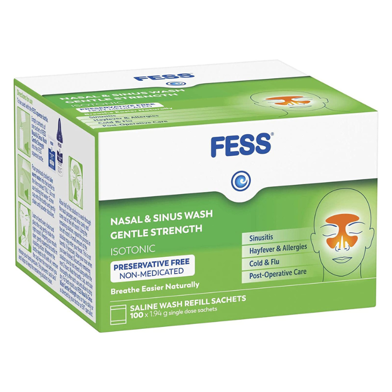 FESS Nasal & Sinus Wash Gentle Strength Refill Sachets 100 x 1.94 g