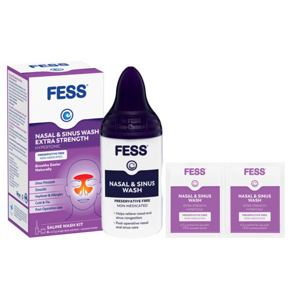 FESS Nasal & Sinus Extra Strength Hypertonic Wash Kit 6 Sachets