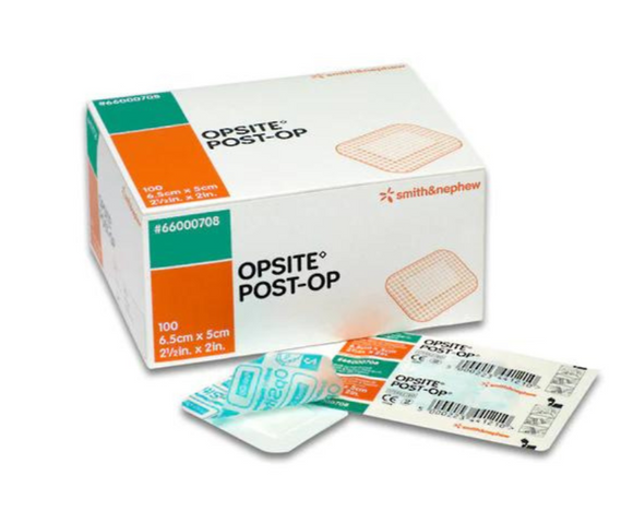 OPSITE Post-Op Waterproof Film Dressings 6.5cm x 5cm 100 Pack