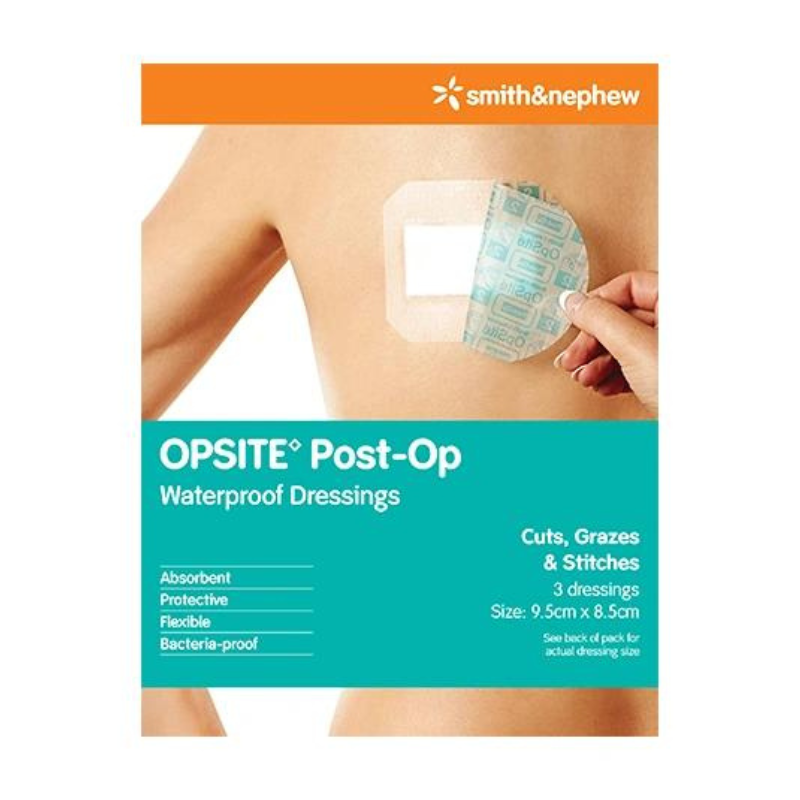 OPSITE Post-Op Waterproof Film Dressings 9.5cm x 8.5cm 3 Pack