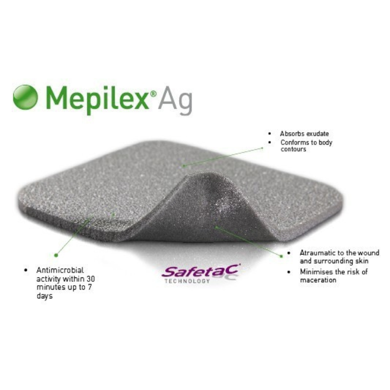 Mepilex Ag 10 x 10cm Antimicrobial Foam Dressing Box of 5
