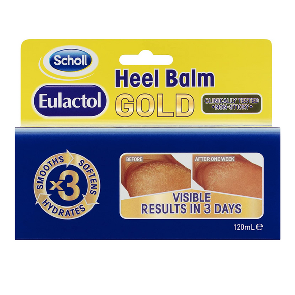 Scholl Eulactol Gold Heel Balm 120ml - Softens and Hydrates Cracked and Dry Heel