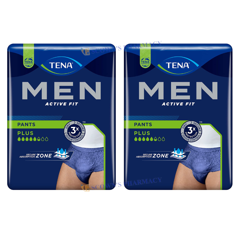 2 x TENA Men Action Fit Pants Plus Navy Large 8 Pack