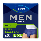 2 x TENA Men Action Fit Pants Plus Navy Large 8 Pack