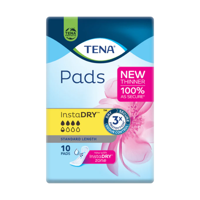6 x TENA Pad Instadry Maximum Security Standard Length 10 Pack = 60 Pads