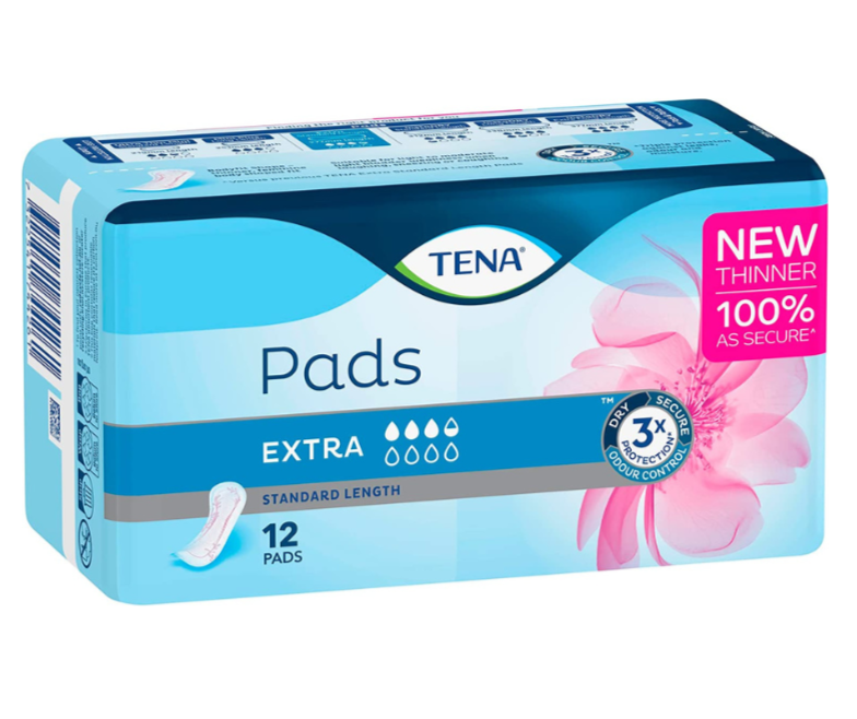 6 x TENA Pad Lady Extra Standard Length For Additional Security and Comfort 12 Pack = 72 Pads