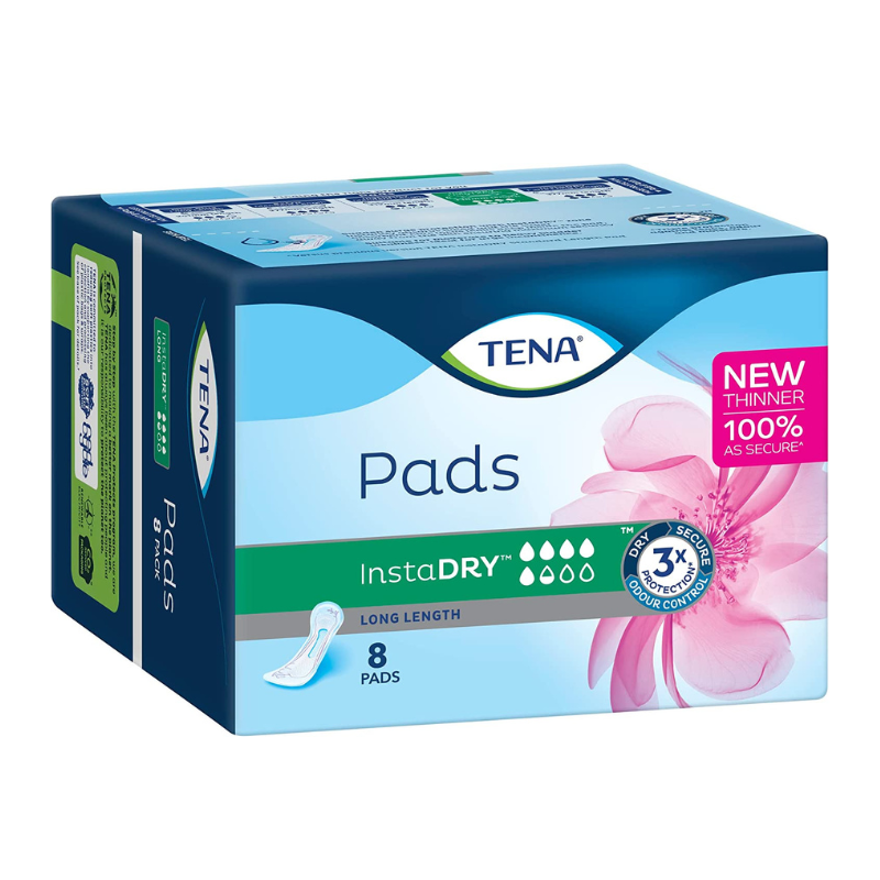 6 x TENA Pad Long Length Instadry Bodyshape Fit 8 Pack = 48 Pads