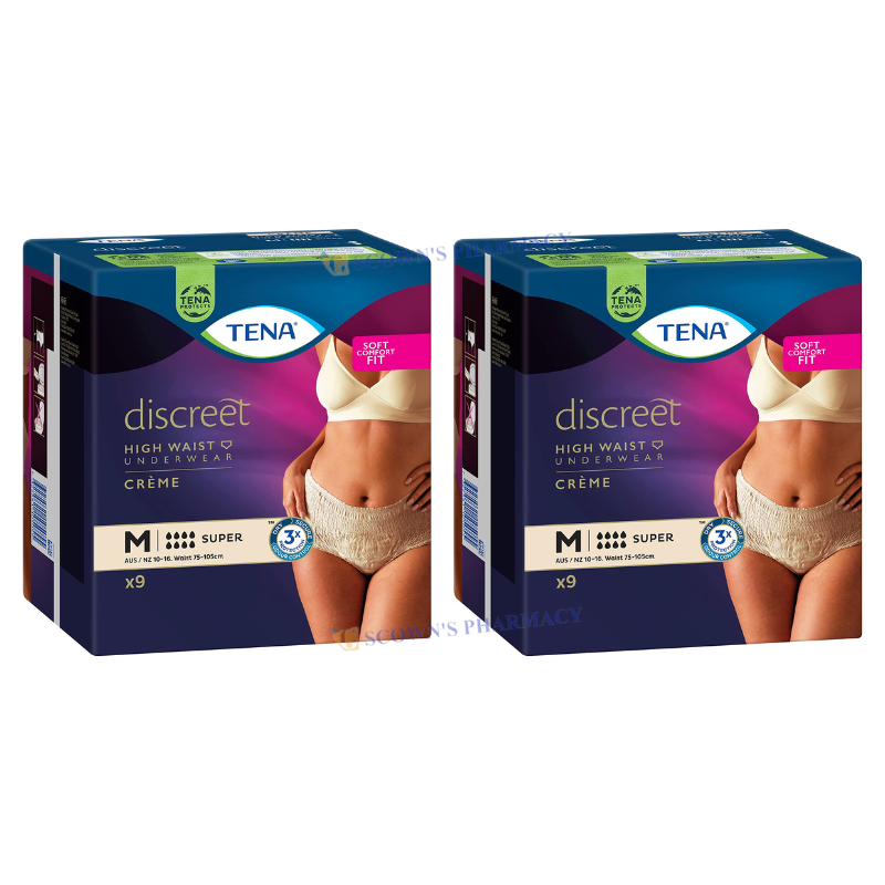 2 x TENA Pants Discreet Super Medium 9 Pack - Comfortable Incontinence Underwear