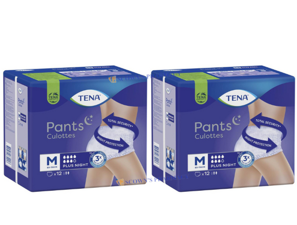 2 x TENA Pants Night Medium 12 Pack - Secured and Comfortable Incontinence Pants