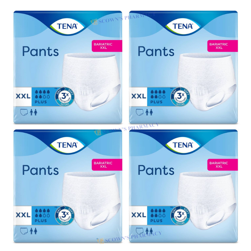 4 x TENA More Security and Discretion Incontinence Pants Plus Unisex Size XXL 12 Pack