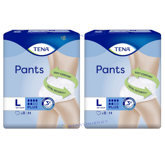 2 x TENA Pants Plus Large 8 Pack - More Security and Discretion Incontinence Pants