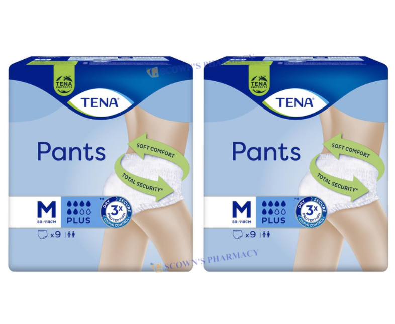 2 x TENA Pants Plus Medium 9 Packs - More Security & Discretion Incontinence Pants