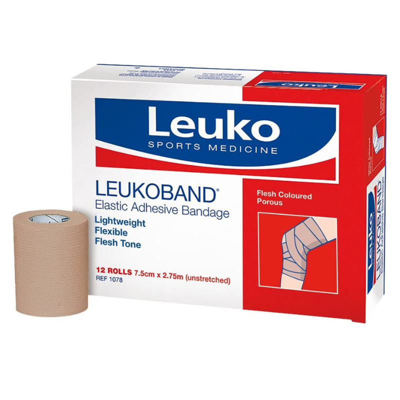 Leukoband Premium Elastic Adhesive Bandages 7.5cm x 2.75m in 12 Rolls